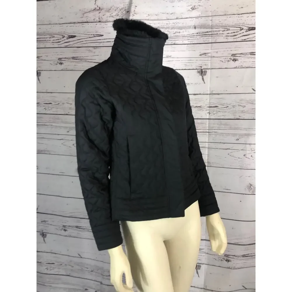 Marmot “St Moritz” Black Quilted Puffer Coat with faux Fur Collar size small